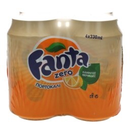 FANTA | ZERO | ΑΝΑΨΥΚΤΙΚΟ ΠΟΡΤΟΚΑΛΙ ΧΩΡΙΣ ΖΑΧΑΡΗ ΚΟΥΤΙ 4 X 330 ML