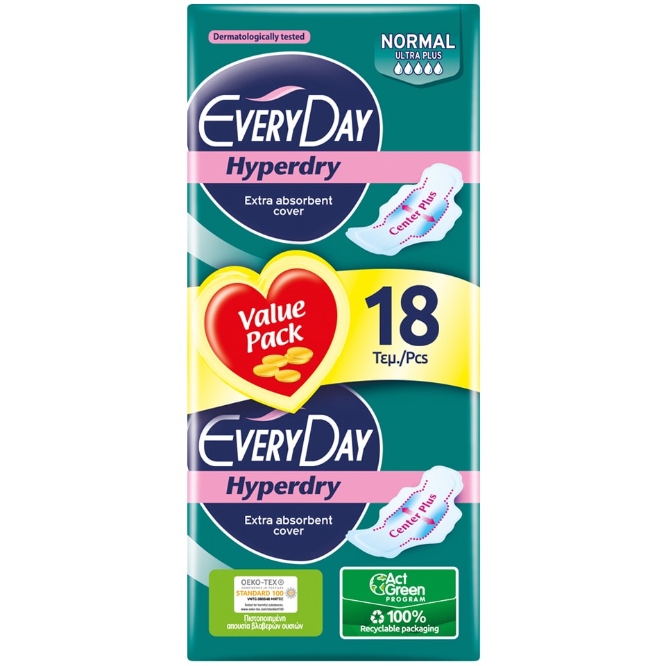 EVERY DAY Σερβιέτες Ultra Plus Hyperdry Economy Normal 18 Τεμάχια