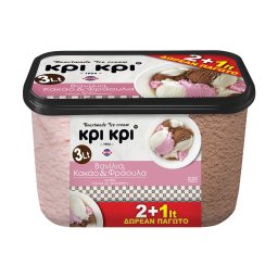 ΚΡΙ ΚΡΙ | Παγωτό Βανίλια Κακάο & Φράουλα 2Lt+1Lt Δώρο 3 Lt
