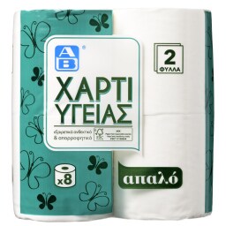 ΑΒ | Χαρτί Υγείας Απαλό 2 Φύλλα 8 Ρολά 880g