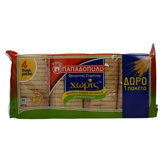 ΠΑΠΑΔΟΠΟΥΛΟΥ | ΦΡΥΓΑΝΙΕΣ ΣΤΑΡΕΝΙΕΣ ΧΩΡΙΣ 4 Χ 110 GR ΠΡΟΣΦΟΡΑ ΤΟ 1 ΠΑΚΕΤΟ ΔΩΡΟ