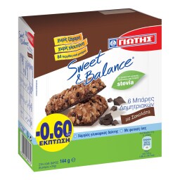 SWEET & BALANCE | Μπάρες Δημητριακών Σοκολάτα με Στέβια 6x24g Έκπτωση 0.60Ε