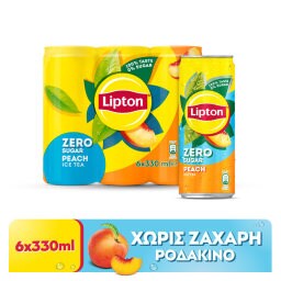 LIPTON | Ice Tea Ροδάκινο Χωρίς Ζάχαρη 6x330ml