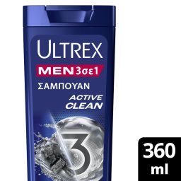 ULTREX | Σαμπουάν Active Clean 3σε1 Αντιπιτυριδικό 360ml