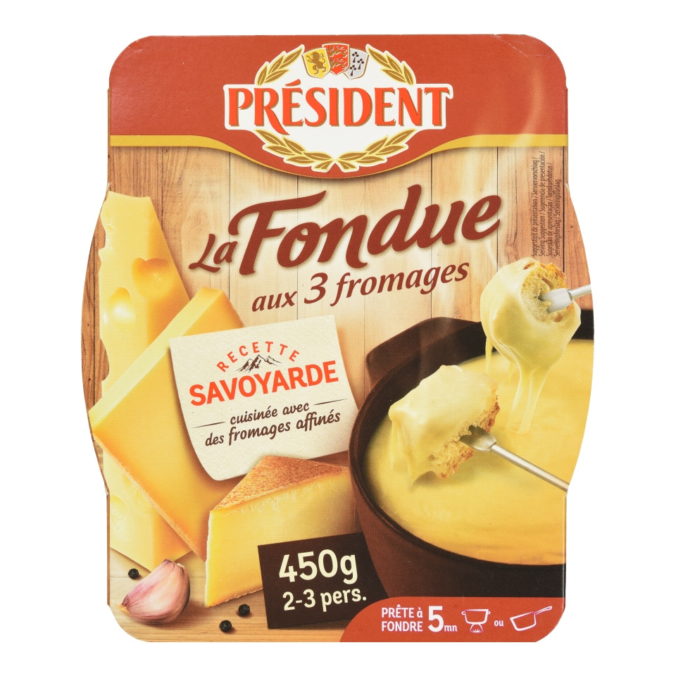 PRESIDENT Τηγμένο Τυρί La Fondue 3 Τυριά 450g