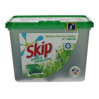 SKIP | ΥΓΡΕΣ ΚΑΨΟΥΛΕΣ ΠΛΥΝΤΗΡΙΟΥ ΡΟΥΧΩΝ SPRING FRESH 16 ΤΕΜ