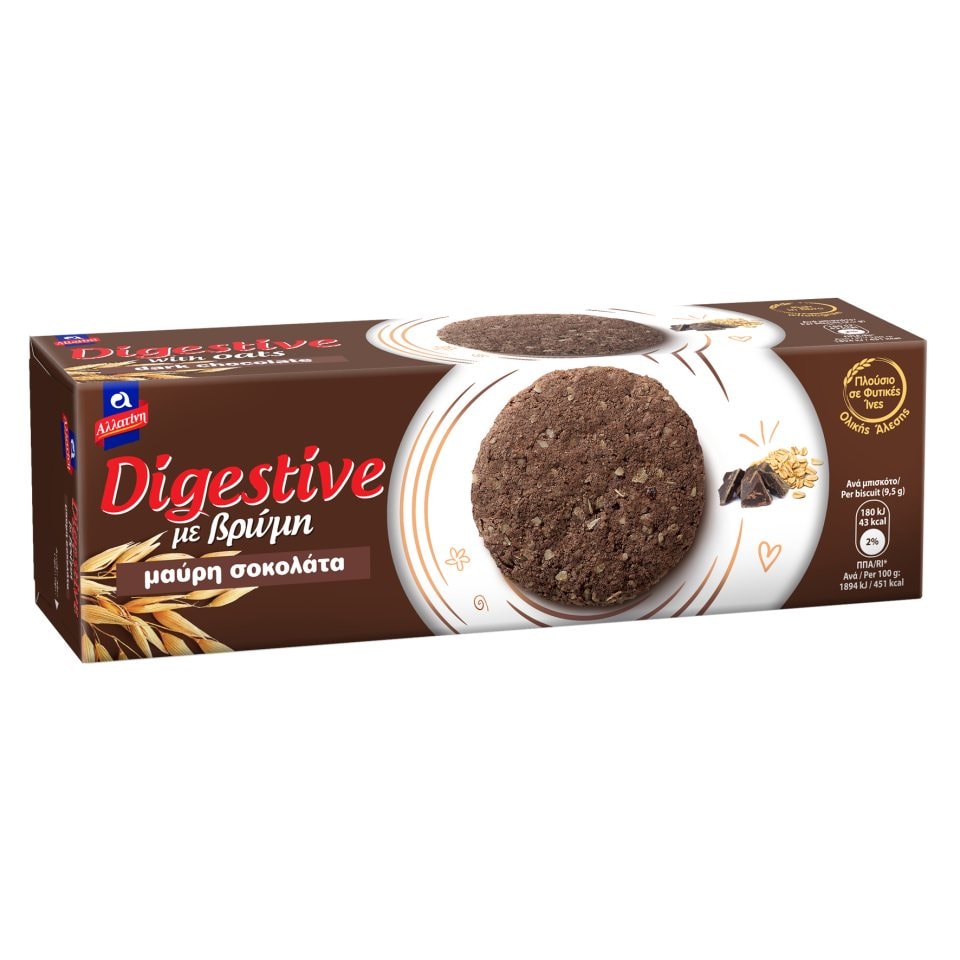 Μπισκότα Digestive Βρώμη & Μαύρη Σοκολάτα 220g