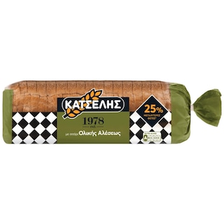 ΚΑΤΣΕΛΗΣ | Ψωμί Τοστ Ολικής Άλεσης Μεγάλες Φέτες 1kg