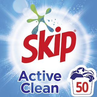 SKIP | Σκόνη Πλυντηρίου Ρούχων Active Clean 50 Μεζούρες