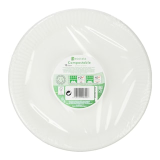 DECORATA | Plates Paper 23cm White 10 Pieces