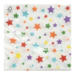 DECORATA | Χαρτοπετσέτες Πολύχρωμα Αστέρια 33x33cm 20 Τεμάχια