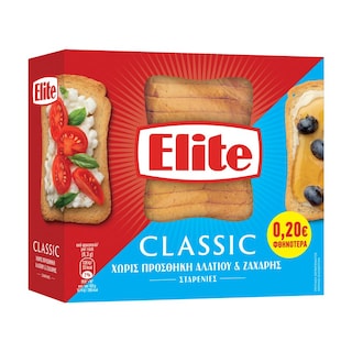 ELITE | Φρυγανιές Σίτου Χωρίς Αλάτι 250g Έκπτωση 0.20Ε