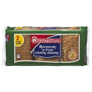 ΠΑΠΑΔΟΠΟΥΛΟΥ | Φρυγανιές Ολικής Άλεσης 3x80g