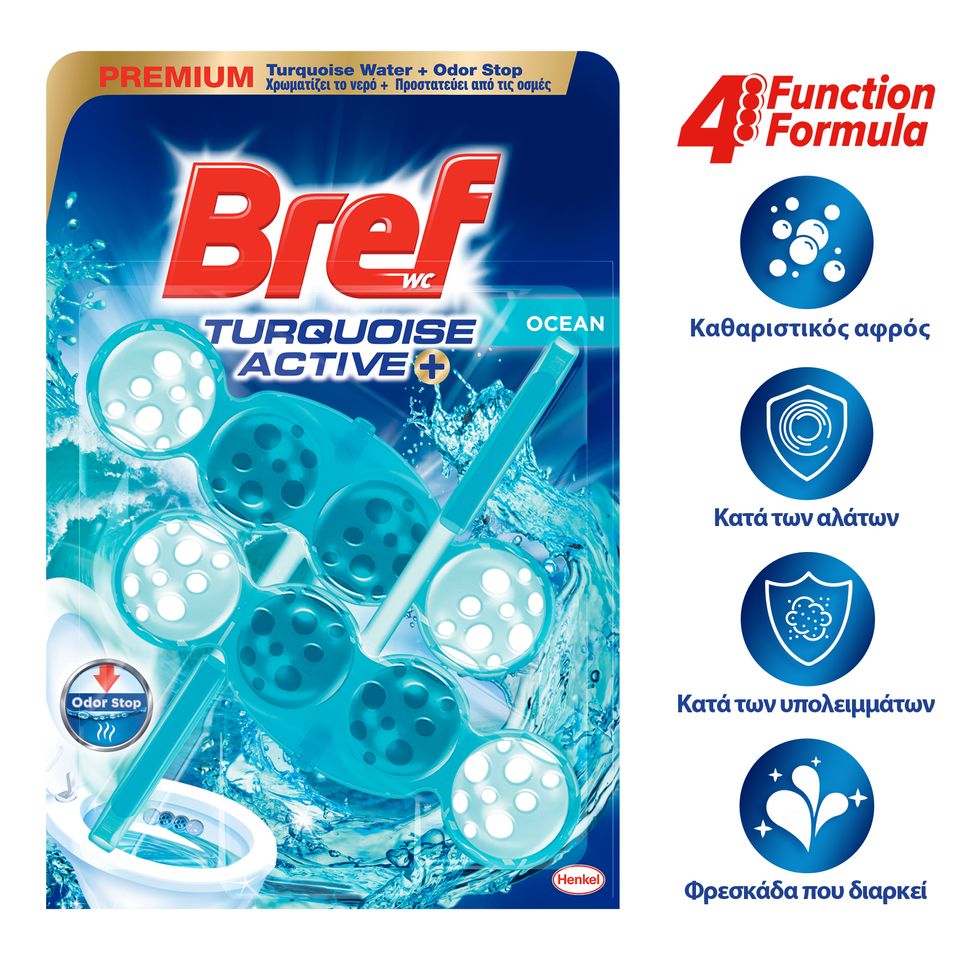 BREF Μπλοκ Τουαλέτας WC Turquoise Activ Ocean Duo 2x50g