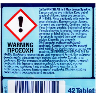 FINISH | ALL IN 1 | WASHING MACHINE DISHES SOAP LEMON 42 PIECES