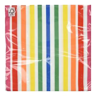 DECORATA | Χαρτοπετσέτες Χρωματιστές Ρίγες 33x33cm 20 Τεμάχια