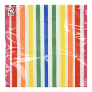 DECORATA | Χαρτοπετσέτες Χρωματιστές Ρίγες 33x33cm 20 Τεμάχια