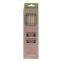 VELTIHOME | BAMBOO STAWS 4PCS Βιοδιασπώμενα Μπαμπού 4 Τεμάχια