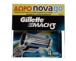 GILLETTE | MACH 3 | ΑΝΤΑΛΛΑΚΤΙΚΑ ΞΥΡΙΣΤΙΚΗΣ ΜΗΧΑΝΗΣ 2 ΠΑΚΕΤΑ Χ 4 ΤΕΜ PANTENE ΑΝΑΔΟΜΗΣΗΣ 600 ML ΔΩΡΟ NOVA GO