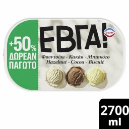 ΕΒΓΑ | Παγωτό Φουντούκι Κακάο Μπισκότο 900g + 50% Δώρο