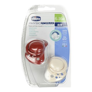 CHICCO | Πιπίλα Physio Air 6-16 Μηνών Μπεζ Μπορντώ 2 Τεμάχια