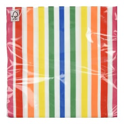 DECORATA | Χαρτοπετσέτες Χρωματιστές Ρίγες 33x33cm 20 Τεμάχια