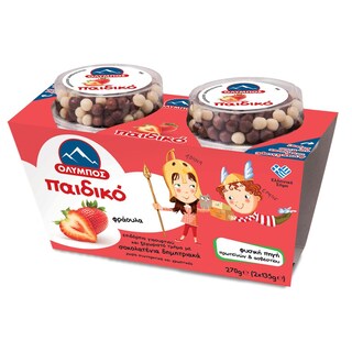 ΟΛΥΜΠΟΣ | Επιδόρπιο Γιαουρτιού Παιδικό Φράουλα 2x135g