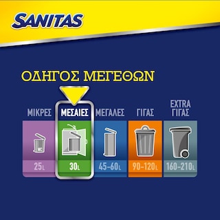 SANITAS | Σακούλες Απορριμμάτων με Χερούλια Easy Pack Μεσαίες 20 Τεμάχια