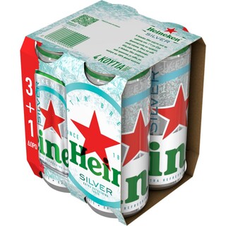 HEINEKEN | Μπύρα Silver Lager Κουτί 4x330ml 3+1 Δώρο