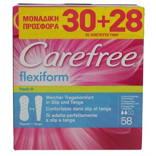 CAREFREE | ΣΕΡΒΙΕΤΑΚΙΑ FLEXI FRESH 58 ΤΕΜ ΕΙΔΙΚΗ ΤΙΜΗ 30 + 28 ΤΕΜΑΧΙΑ