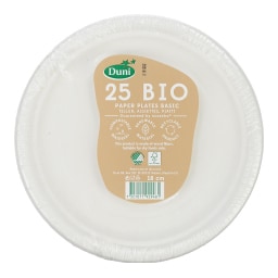 DUNI BIO | Πιάτα Χάρτινα 18cm Βιοδιασπώμενα 25 Τεμάχια