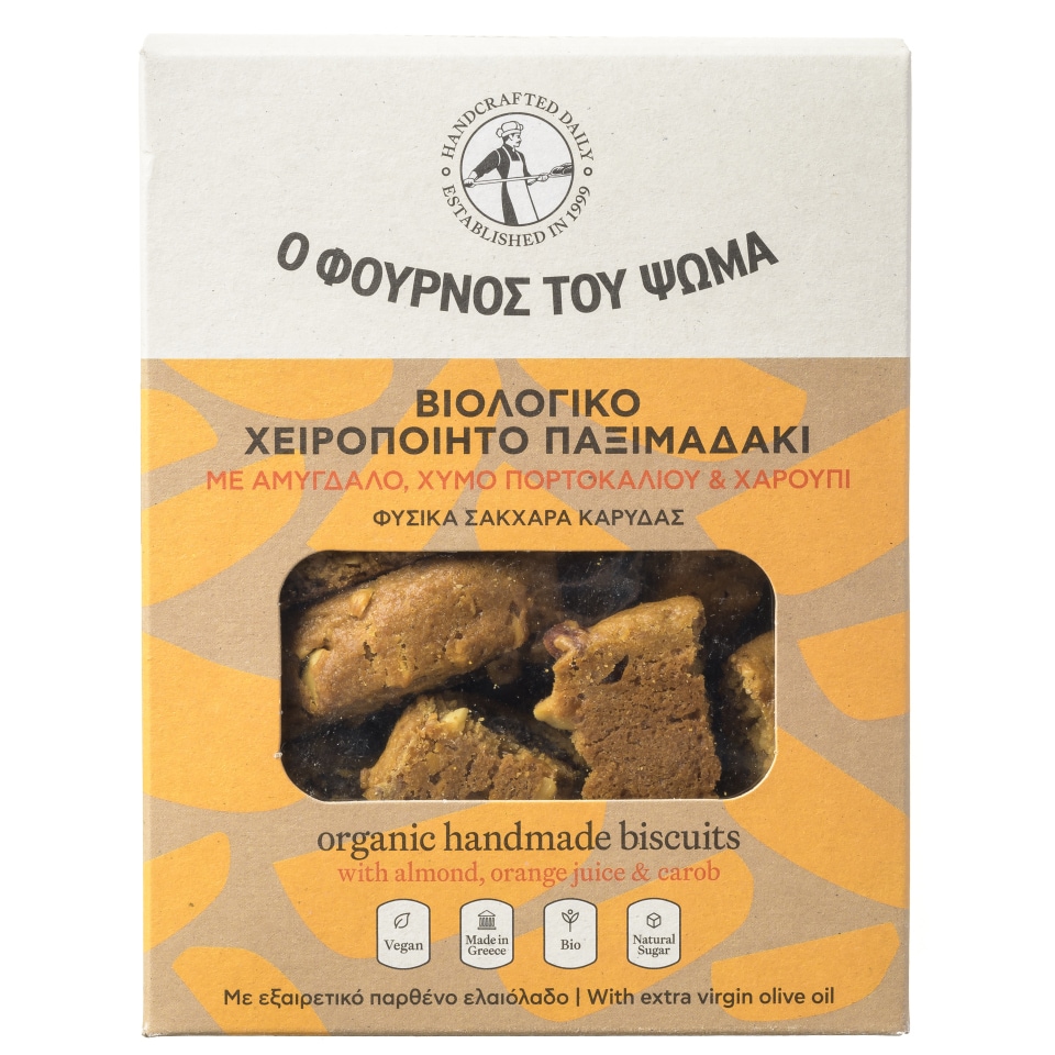 ΦΟΥΡΝΟΣ ΤΟΥ ΨΩΜΑ Παξιμαδάκι Bio Αμύγδαλο Πορτοκάλι Χαρούπι 130g