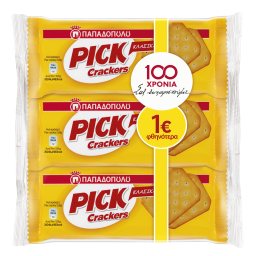 PICK CRACKERS | Κράκερς Κλασικά 3x100g Έκπτωση 1Ε