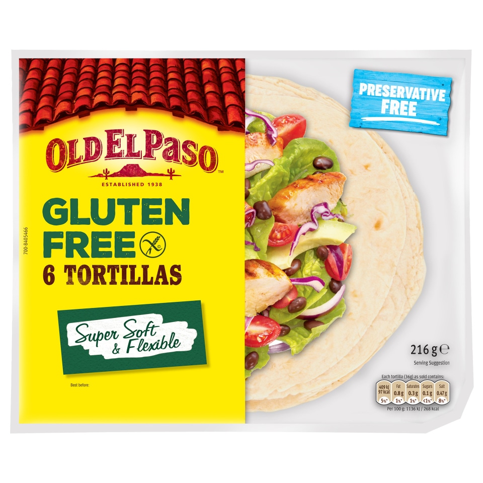 OLD EL PASO Πίτες Tortillas Μαλακές Χωρίς Γλουτένη 216g