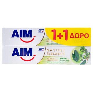 AIM | Οδοντόκρεμα Nature Elements Herbal Gum 75ml 1+1 Δώρο 1+1