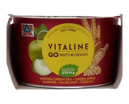 VITALINE | Επιδόρπιο Γιαουρτιού Go Nuts & Grains Πράσινο Μήλο & Matcha 2Χ180 gr