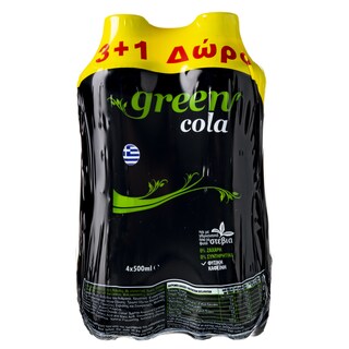 GREEN | Αναψυκτικό Cola Στέβια Φιάλη 4x500ml 3+1 Δώρο