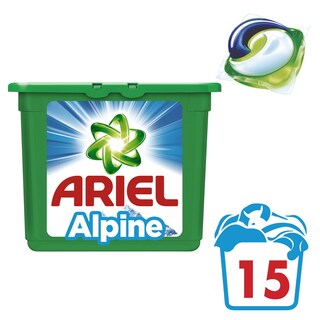 ARIEL | ΥΓΡΕΣ ΚΑΨΟΥΛΕΣ ΠΛΥΝΤΗΡΙΟΥ ΡΟΥΧΩΝ 3 IN 1 PODS ALPINE 15 ΜΕΖ 15 ΜΕΖ