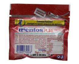 MENTOS | PURE FRESH RESEALABLE | ΤΣΙΚΛΕΣ ΚΕΡΑΣΙ 15 GR