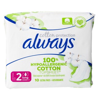 ALWAYS | ΣΕΡΒΙΕΤΕΣ-ΣΕΡΒΕΤΑΚΙΑ-ΤΑΜΠΟΝ Cotton Protection Ultra Long Μέγεθος 2 10 Τεμάχια