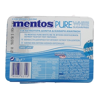 MENTOS | PURE WHITE | ΤΣΙΚΛΕΣ ΓΛΥΚΙΑ ΜΕΝΤΑ 18 GR