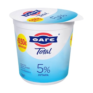 TOTAL | Γιαούρτι Στραγγιστό 5% Λιπαρά 1kg Έκπτωση 0.50Ε