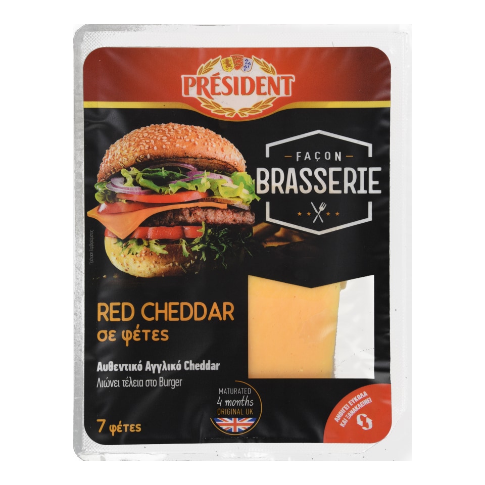 PRESIDENT Τυρί Red Cheddar Αγγλίας Φέτες 140g