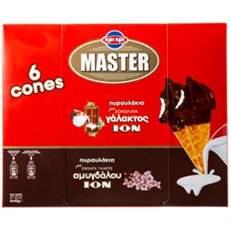 MASTER ION | Ice Cream Cones Milk Chocolate & Almond 6x45g