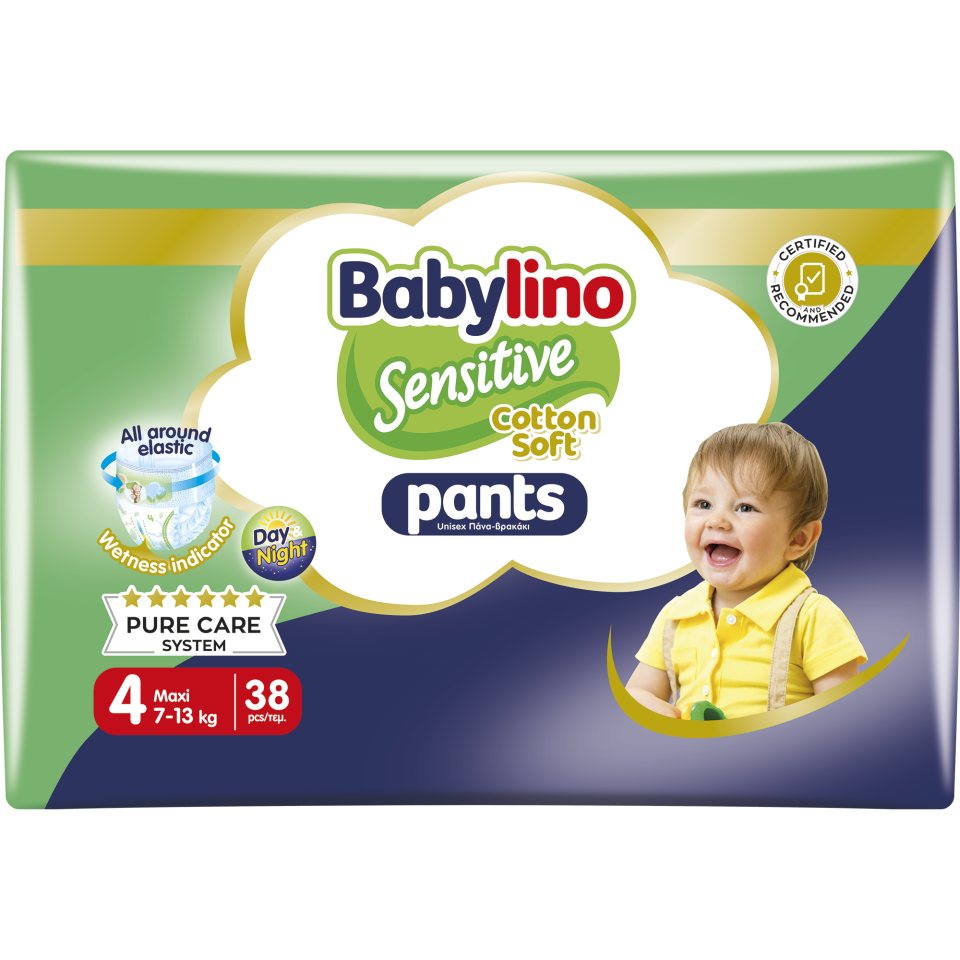 BABYLINO Πάνες Βρακάκι Μωρού Pants Sensitive Νο4 38 Τεμάχια