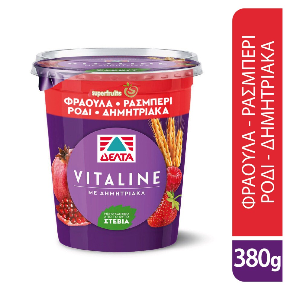 VITALINE Επιδόρπιο Γιαουρτιού Δημητριακά & Superfruits 0% Λιπαρά 380g