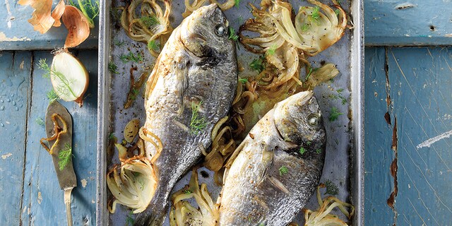 Τσιπούρα με μαραθόριζα και ούζο