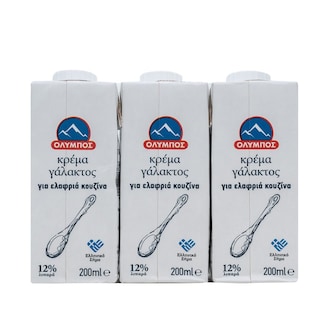 ΟΛΥΜΠΟΣ | Κρέμα Γάλακτος 12% Λιπαρά 3 x 200 ml 2+1 Δώρο