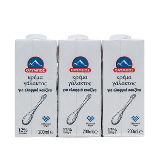 ΟΛΥΜΠΟΣ | Κρέμα Γάλακτος 12% Λιπαρά 3 x 200 ml 2+1 Δώρο