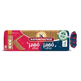 ΚΑΡΑΜΟΛΕΓΚΟΣ | Toast Bread Half Half Wheat & Whole Grain 720g